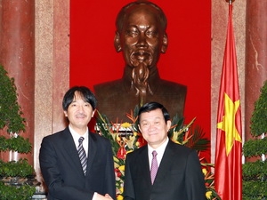 ປະທານປະເທດ Truong Tan Sang ຕ້ອນຮັບ ພະບາດສົມເດັດຍີ່ປຸ່ນ Akishino